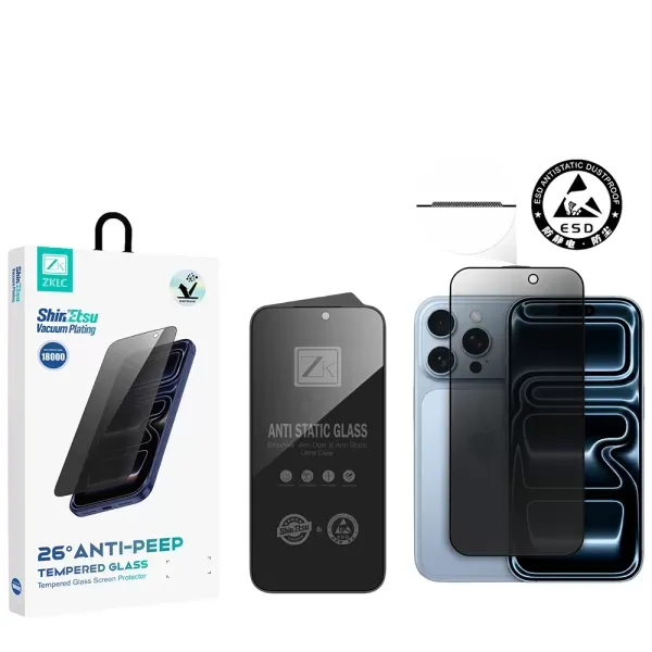 Захисне скло антишпигун ZK 2.5D Anti Peep для iPhone 18 Pro Max фото 2