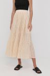 Спідниця Silvian Heach колір бежевий midi розкльошена Спідниця Silvian Heach колір бежевий midi розкльошена