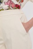 Штани з домішкою льону Beatrice B жіночі колір бежевий пряме висока посадка