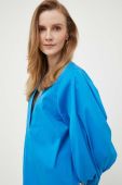 Блузка Mos Mosh жіноча однотонна колір блакитний