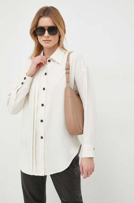 Сорочка Mos Mosh жіноча колір бежевий relaxed класичний комір