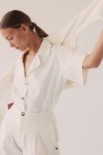 Сорочка MUUV. POCHE жіноча колір білий relaxed класичний комір