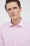 Сорочка з льону Manuel Ritz колір рожевий regular з італійським коміром Сорочка з льону Manuel Ritz колір рожевий regular з італійським коміром