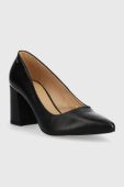 Шкіряні туфлі Wojas колір чорний каблук блок (2952244)