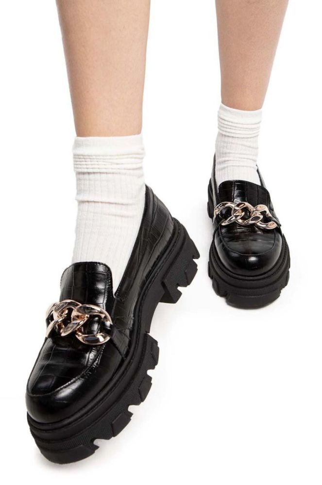 Шкіряні мокасини Charles Footwear Mey жіночі колір чорний на платформі Mey.Loafer фото 7