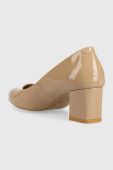 Шкіряні туфлі Wojas колір бежевий каблук блок 929634