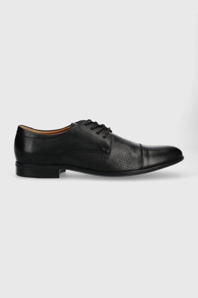 Шкіряні туфлі Wojas чоловічі колір чорний 1014051