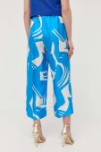 Шовкові штани Beatrice B широке висока посадка колір блакитний
