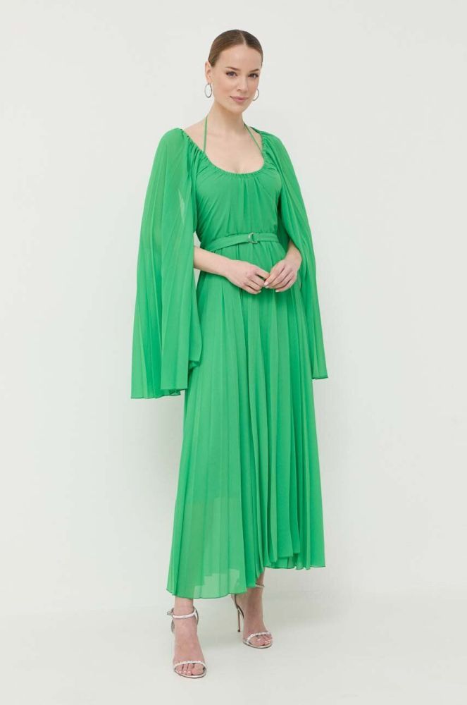 Сукня з домішкою шовку Beatrice B колір зелений maxi розкльошена