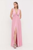 Шовкова сукня Nissa колір рожевий maxi пряма