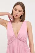 Шовкова сукня Nissa колір рожевий maxi пряма