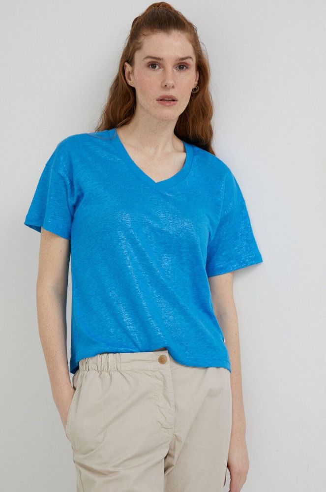 Льняна футболка Mos Mosh колір блакитний