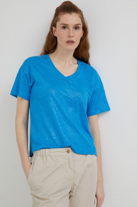 Льняна футболка Mos Mosh колір блакитний