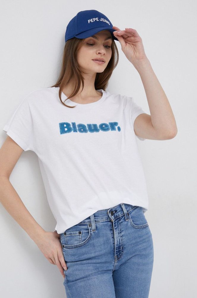 Бавовняна футболка Blauer колір білий (3118719)