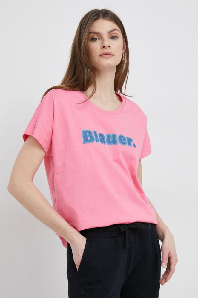 Бавовняна футболка Blauer колір рожевий (3118723)