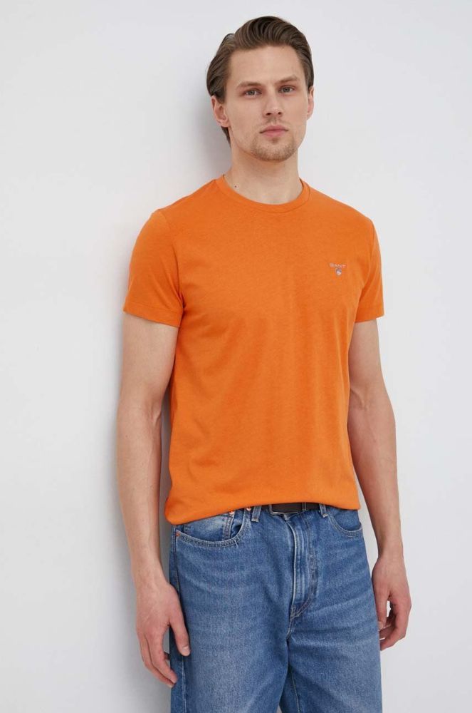 Бавовняна футболка Gant колір помаранчевий з аплікацією