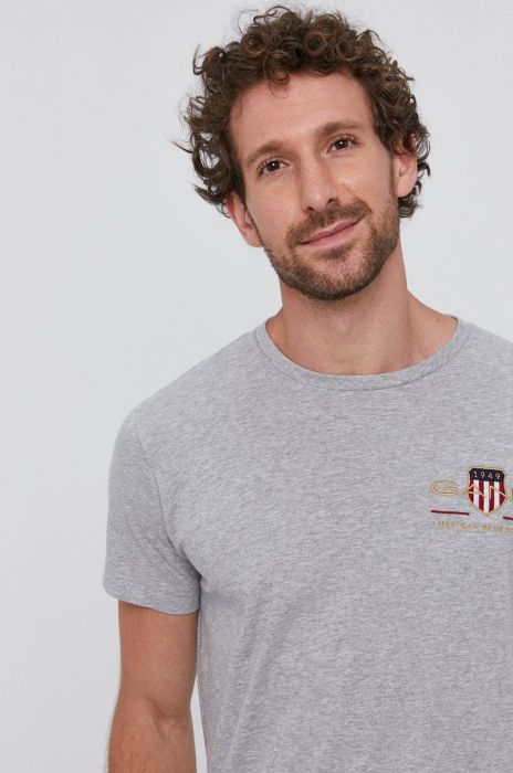 Футболка Gant колір сірий з аплікацією