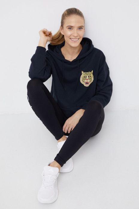 Бавовняна кофта RVCA жіноча колір чорний з аплікацією