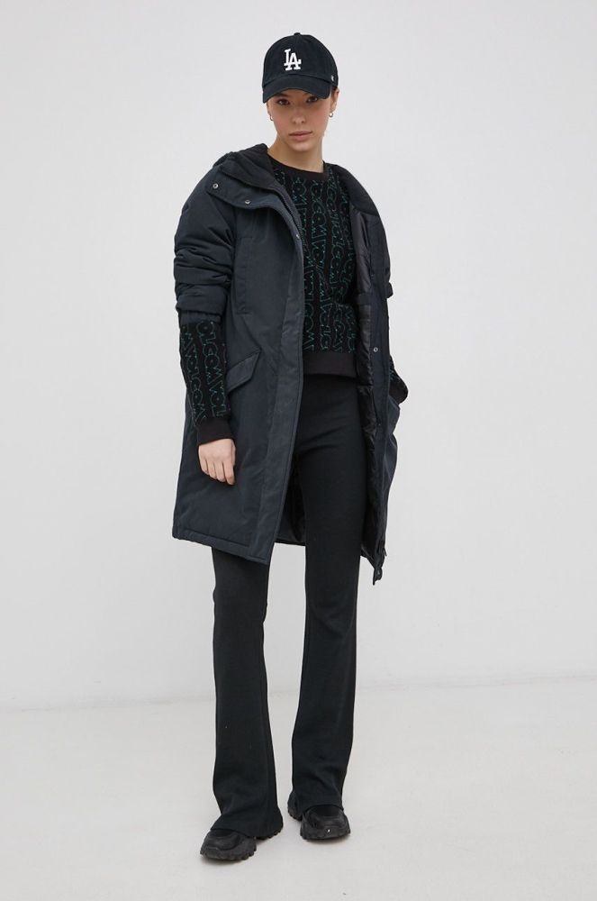 Куртка Volcom колір чорний зимова oversize