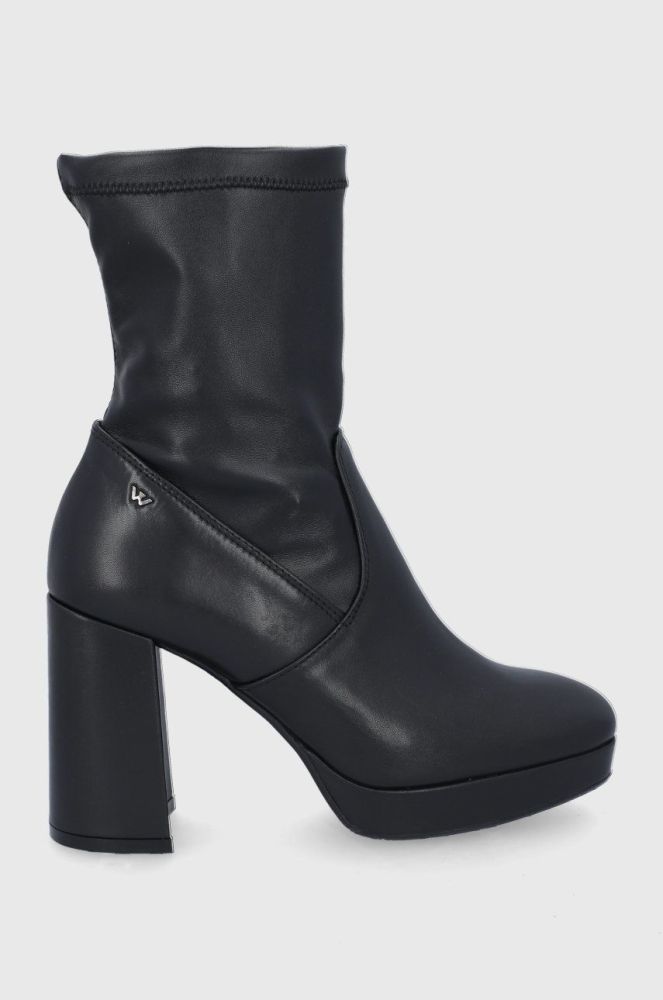 Шкіряні черевики Wojas жіночі колір чорний каблук блок (1783313)