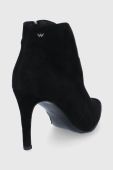 Шкіряні черевики Wojas жіночі колір чорний на шпильці