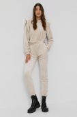 Штани Nissa жіночі колір кремовий гладкі