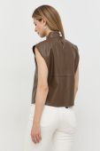 Шкіряна блузка Custommade жіноча колір коричневий однотонна