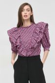Бавовняна блузка Custommade Diga жіноча колір рожевий візерунок