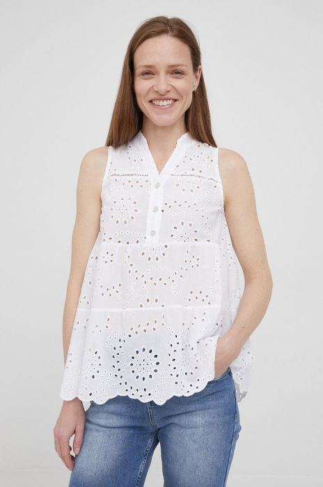 Бавовняна блузка Frieda & Freddies жіноча колір білий однотонна