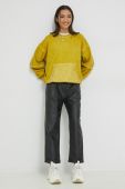 Бавовняна кофта HUF жіноча колір жовтий з аплікацією