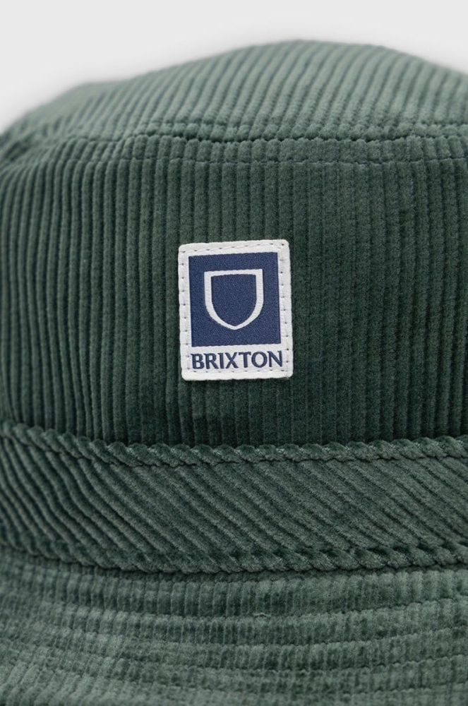 Вельветовий капелюх Brixton колір зелений з бавовни фото 2