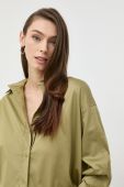 Сорочка Notes du Nord жіноча колір зелений relaxed класичний комір