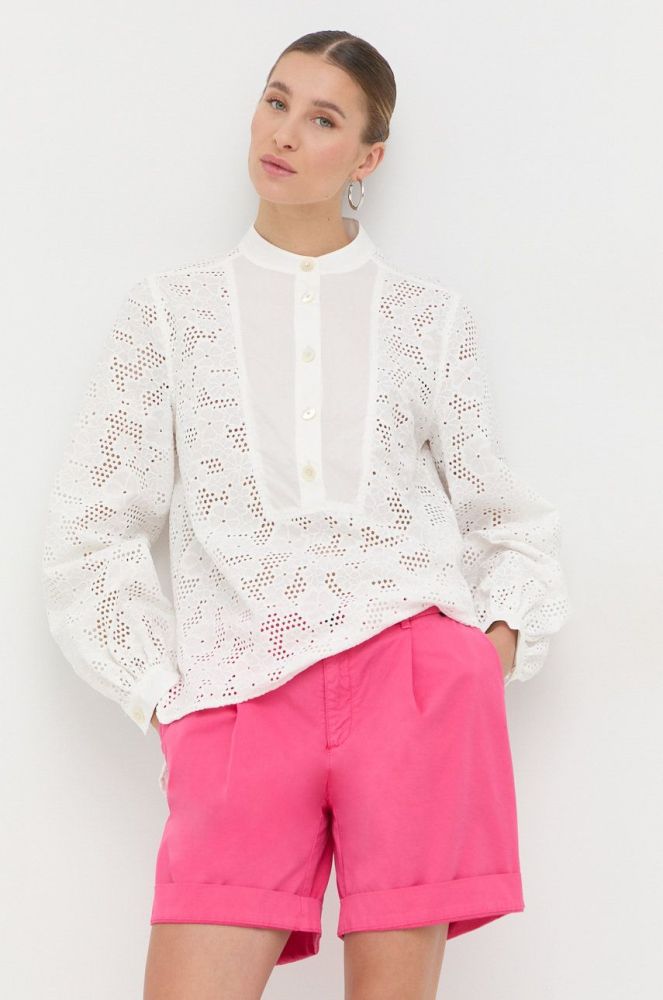 Бавовняна блузка Custommade жіноча колір білий однотонна (2486818)