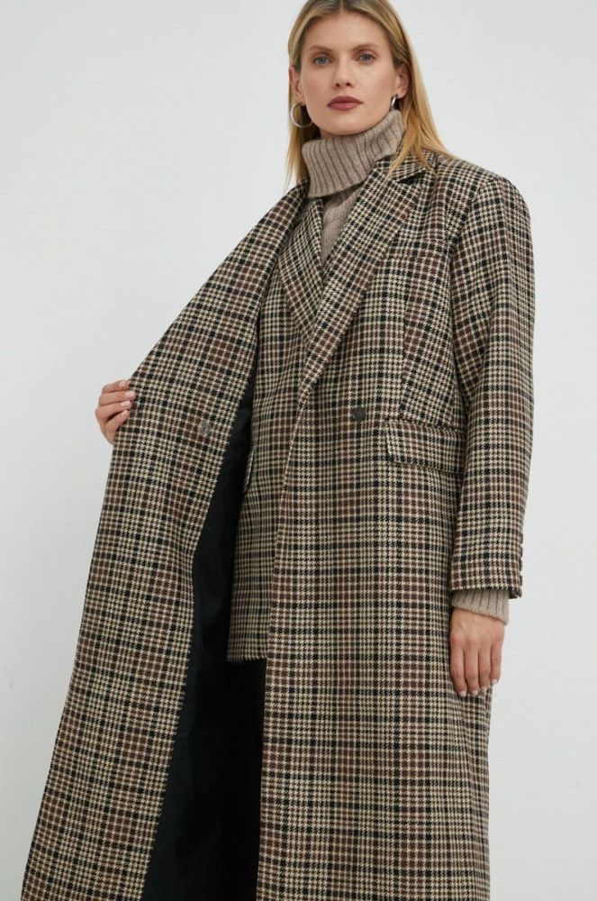 Вовняне пальто Herskind Wanda перехідне oversize колір барвистий фото 7