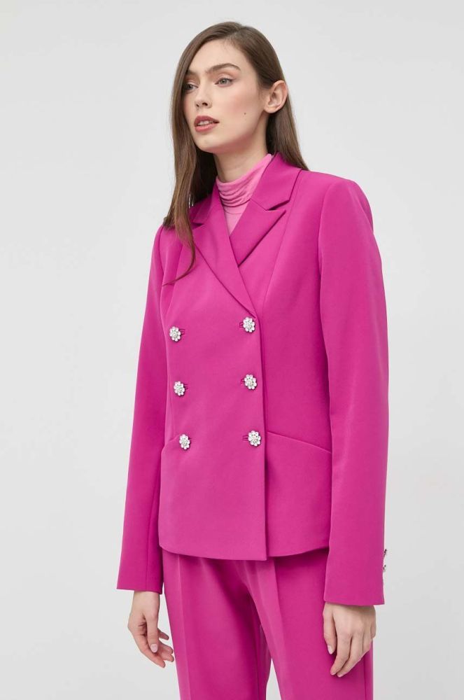 Піджак Custommade Finja колір рожевий двобортний однотонна