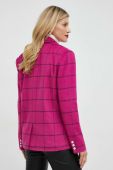 Вовняний піджак Custommade Iris колір рожевий oversize візерунок