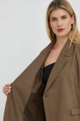 Піджак з домішкою вовни Herskind Lilith колір коричневий oversize однотонний