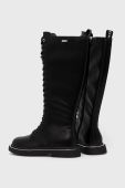 Шкіряні чоботи GOE жіночі колір чорний на плоскому ходу