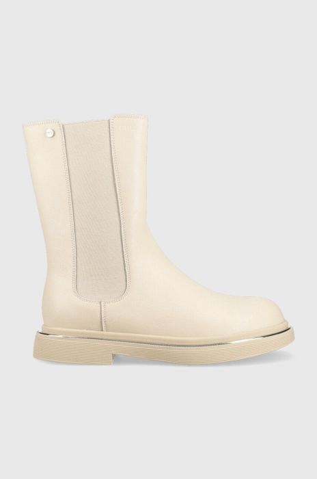 Шкіряні черевики GOE жіночі колір бежевий на плоскому ходу злегка утеплена (2628141)