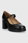 Шкіряні туфлі Wojas колір чорний каблук блок (2662539)