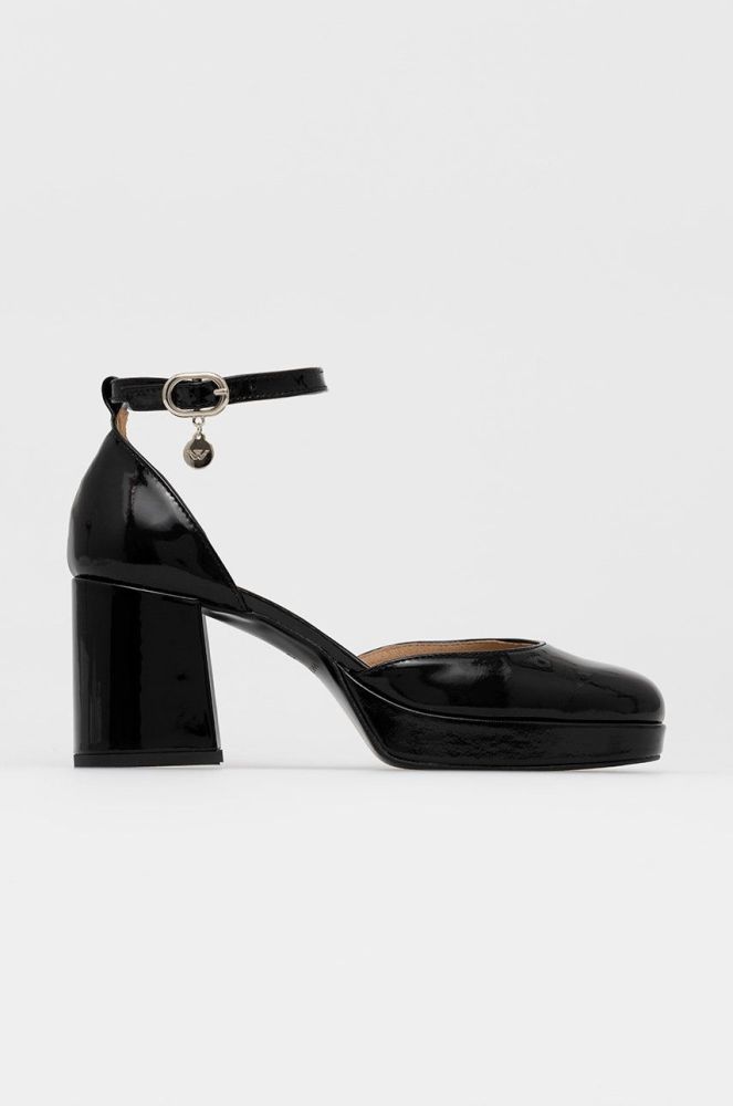 Шкіряні туфлі Wojas колір чорний каблук блок (2662546)
