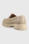 Шкіряні мокасини Wojas жіночі колір бежевий на плоскому ходу (2662565)