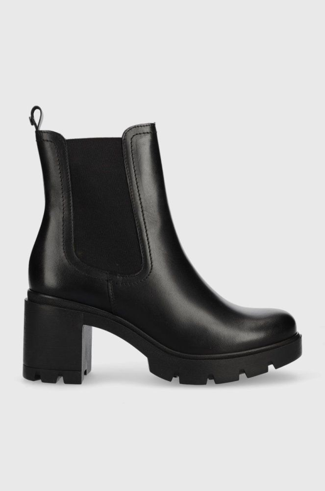 Шкіряні черевики Wojas жіночі колір чорний каблук блок (2662571)