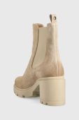 Замшеві черевики Wojas жіночі колір бежевий каблук блок Замшеві черевики Wojas жіночі колір бежевий каблук блок