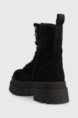 Замшеві черевики Wojas жіночі колір чорний на плоскому ходу