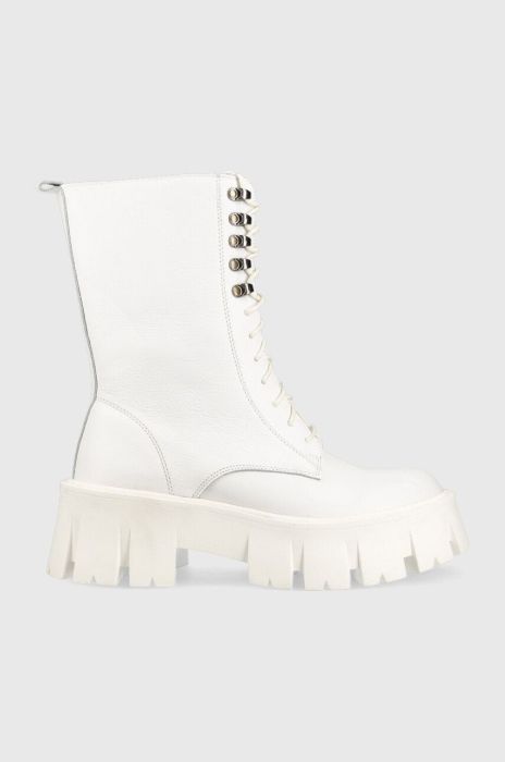 Шкіряні черевики GOE жіночі колір білий каблук блок Шкіряні черевики GOE жіночі колір білий каблук блок