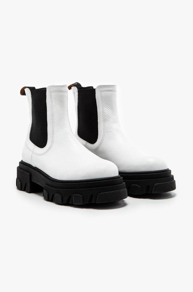 Шкіряні черевики Charles Footwear жіночі колір білий на платформі фото 2
