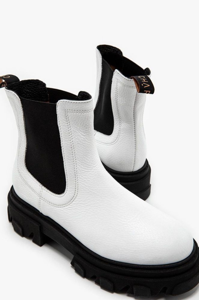 Шкіряні черевики Charles Footwear жіночі колір білий на платформі фото 3