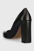 Шкіряні туфлі Wojas колір чорний каблук блок 3503951