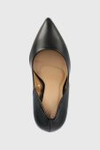 Шкіряні туфлі Wojas колір чорний каблук блок 3503951